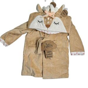 NWT Baby Essentials Baby Essentials 100% Cotton Hooded Robe Bath Towel Fits 0-9M